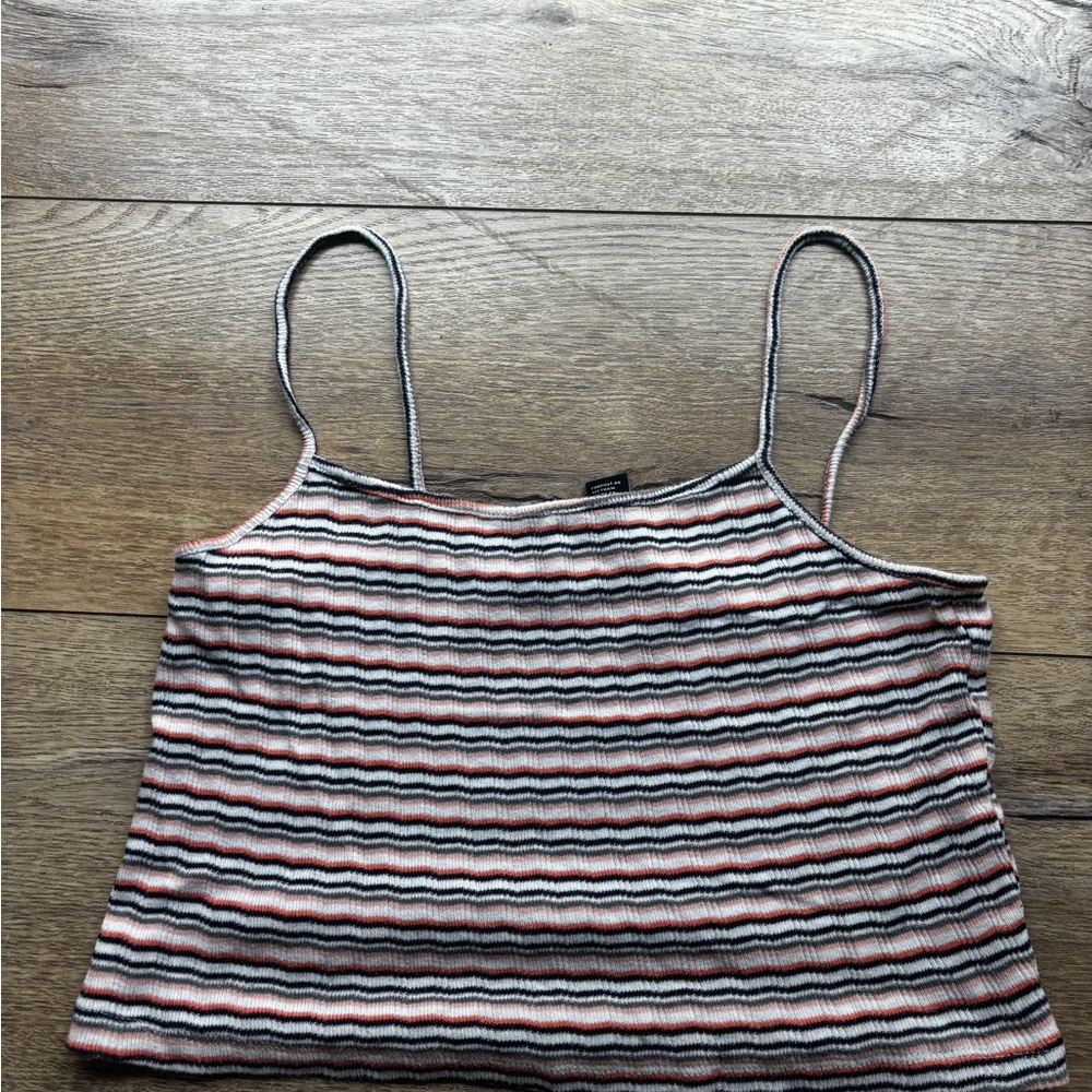 Forever 21 White and Blue Fitted Crop Camisole